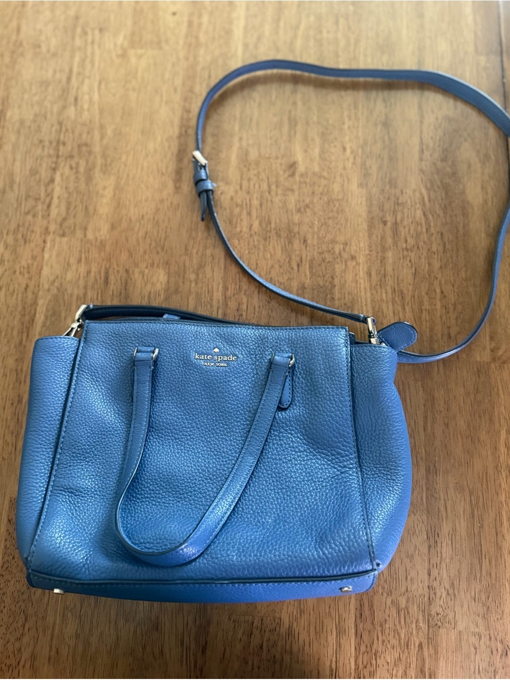 kate spade Blue Pebbled Leather Convertible Shoulder Bag